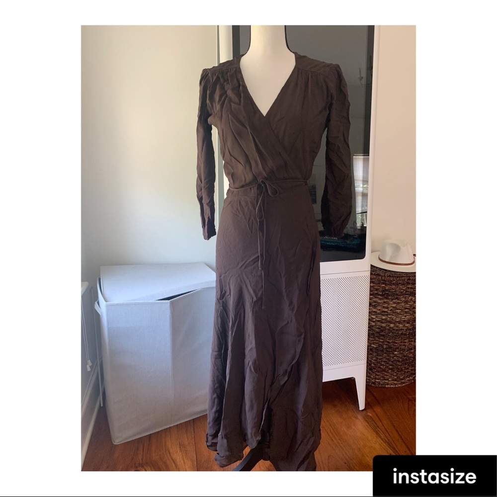 REFORMATION brown wrap maxi dress